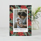 ブラッククリスマスフラワーメリークリスマスカード 招待状 (スタンド正面)