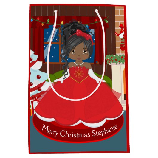 ブラッククリスマスプリンセス ミディアムペーパーバッグ (正面)