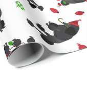 ブラッククリスマスプードルズホワイト ラッピングペーパー (ロールコーナー)