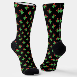 ブラッククリスマスベルシームレスパターン ソックス