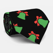 ブラッククリスマスベルシームレスパターン ネクタイ (ロール)
