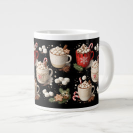 ブラッククリスマスホットココアマグ ジャンボコーヒーマグカップ