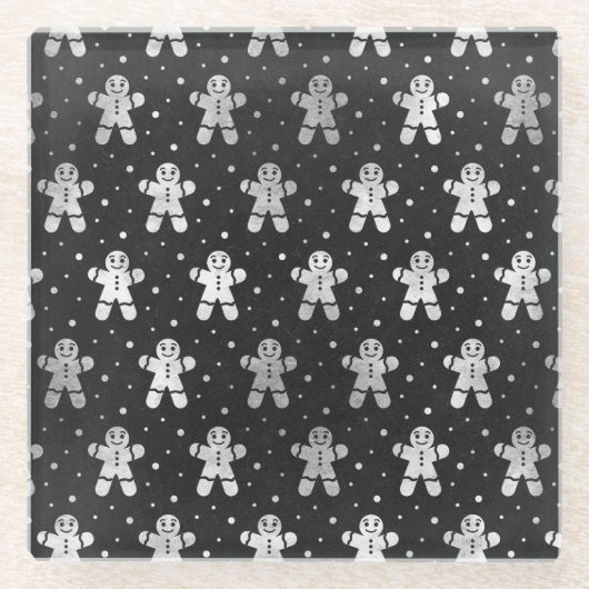 ブラッククリスマスホリデージンジャーブレッドマン ガラスコースター (正面)