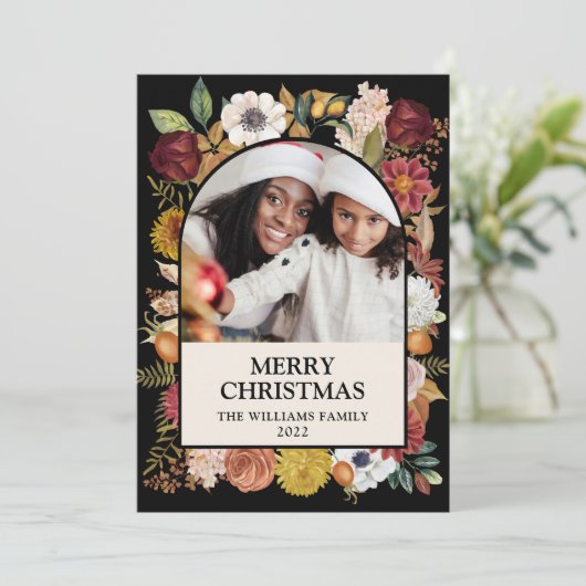 ブラッククリスマスボタニカルフローラワンフォトアーチ シーズンカード (スタンド正面)