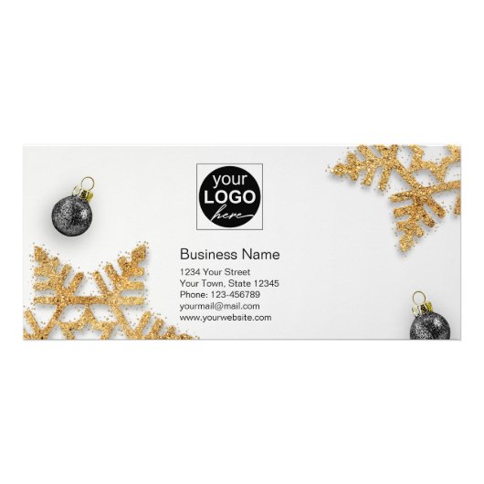 ブラッククリスマスボールギフト金ゴールド雪片ディスカウント ラックカード (裏面)