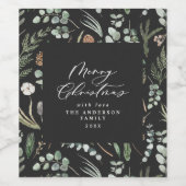 ブラッククリスマスミニマルボエレガントタニカル ワインラベル (シングルラベル)