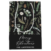 ブラッククリスマスモダンボミニマルタニカル ミディアムペーパーバッグ (正面)