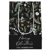ブラッククリスマスモダンボミニマルタニカル ミディアムペーパーバッグ (裏面)