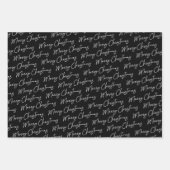 ブラッククリスマスラッピング紙ユニークの水色 ラッピングペーパーシート (正面2)