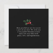 ブラッククリスマスリースパイン&ベリー 招待状 (裏面)