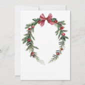 ブラッククリスマスリースレッドウィンターフェスティバル結婚ズ 招待状 (裏面)