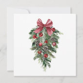 ブラッククリスマスレッドグリーンウィンター結婚フェスティバル サンキューカード (裏面)