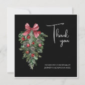 ブラッククリスマスレッドグリーンウィンター結婚フェスティバル サンキューカード (正面)