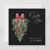 ブラッククリスマスレッドグリーンウィンター結婚フェスティバル セーブザデート (正面)