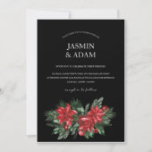 ブラッククリスマスレッドグリーンウィンター結婚フェスティバル 招待状 (正面)