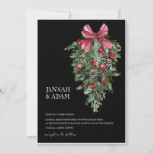 ブラッククリスマスレッドグリーンウィンター結婚フェスティバル 招待状 (正面)