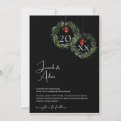 ブラッククリスマスレッドグリーンウィンター結婚フェスティバル 招待状 (正面)