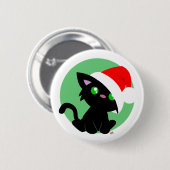 ブラッククリスマス子猫ボタン 缶バッジ (正面&裏面)