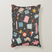 ブラッククリスマス：華美ヴィンテージパターン。 アクセントクッション (正面(垂直))