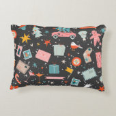 ブラッククリスマス：華美ヴィンテージパターン。 アクセントクッション (裏面)