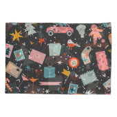 ブラッククリスマス：華美ヴィンテージパターン。 枕カバー (裏面)