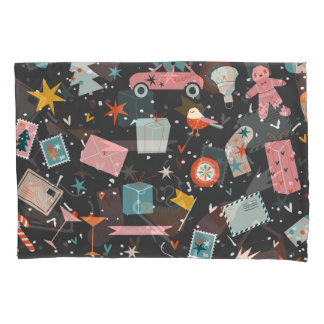 ブラッククリスマス：華美ヴィンテージパターン。 枕カバー