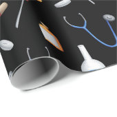 ブラッククリニックドクターナース医療ツール誕生日 ラッピングペーパー (ロールコーナー)