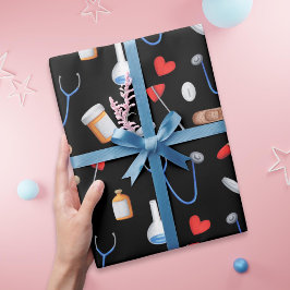 ブラッククリニックドクターナース医療ツール誕生日 ラッピングペーパー