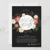 ブラッククリフォーマルスマスポインセティアホリデーパーティー 招待状 (正面)