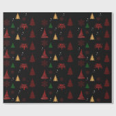 ブラッククリモダンスマスツリーと雪のフレークの贈り物 ラッピングペーパー (フラット)