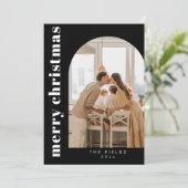 ブラッククリモダンスマスファミリーフォトホリデーカード シーズンカード (スタンド正面)