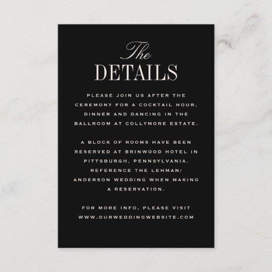 ブラッククリークラシックムエレガンス結婚ズ詳細 エンクロージャーカード (正面)