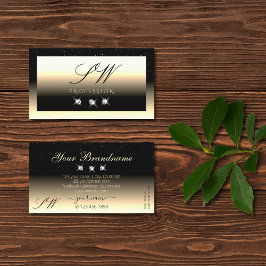 ブラッククリースタイリッシュム金ゴールドスパークルダイヤモンドイニシャル 名刺