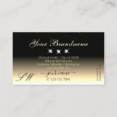 ブラッククリースタイリッシュム金ゴールドスパークルダイヤモンドイニシャル 名刺 (裏面)