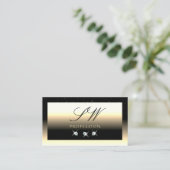 ブラッククリースタイリッシュム金ゴールドスパークルダイヤモンドイニシャル 名刺 (スタンド正面)