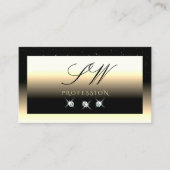 ブラッククリースタイリッシュム金ゴールドスパークルダイヤモンドイニシャル 名刺 (正面)