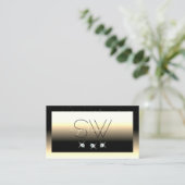 ブラッククリースタイリッシュム金ゴールドスパークルダイヤモンドモノグラム 名刺 (スタンド正面)