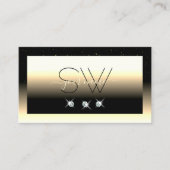 ブラッククリースタイリッシュム金ゴールドスパークルダイヤモンドモノグラム 名刺 (正面)
