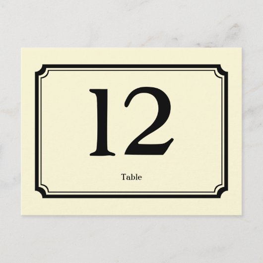 ブラッククリームアートデコ披露宴テーブル番号カード ポストカード (正面)