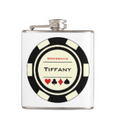 ブラッククリームカジノトランプのポーカーチッ結婚プのブライドメイド フラスク (正面)