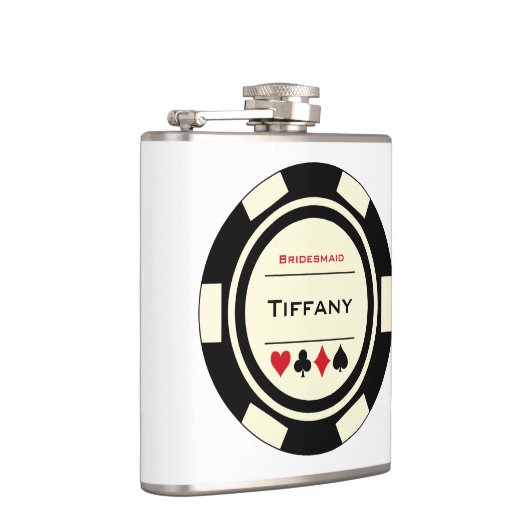 ブラッククリームカジノトランプのポーカーチッ結婚プのブライドメイド フラスク (右)