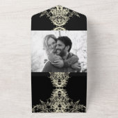 ブラッククリームグレースケルトンスカルゴシック結婚ズ オールインワン招待状 (外側)