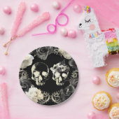 ブラッククリームグレースケルトンスカルゴシック結婚ズ ペーパープレート (パーティー)