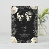 ブラッククリームグレースケルトンスカルゴシック結婚ズ 招待状 (スタンド正面)