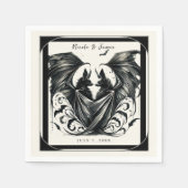 ブラッククリームシルバーゴシックラブこうもり結婚ズ スタンダードカクテルナプキン (正面)