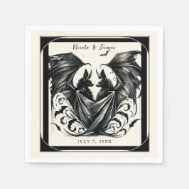 ブラッククリームシルバーゴシックラブこうもり結婚ズ スタンダードカクテルナプキン