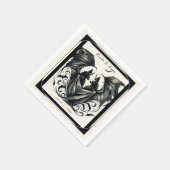 ブラッククリームシルバーゴシックラブこうもり結婚ズ スタンダードカクテルナプキン (角)