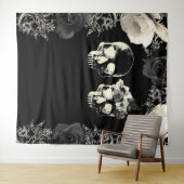 ブラッククリームスケルトンスカル写真の背景 タペストリー (インサイチュ(横))