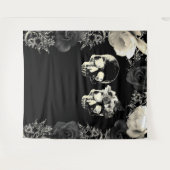 ブラッククリームスケルトンスカル写真の背景 タペストリー (正面(横))