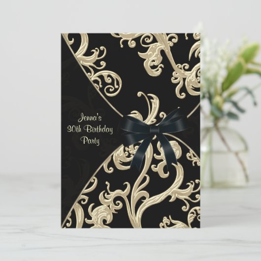 ブラッククリームスワール30th誕生日パーティの招待状 招待状 (スタンド正面)